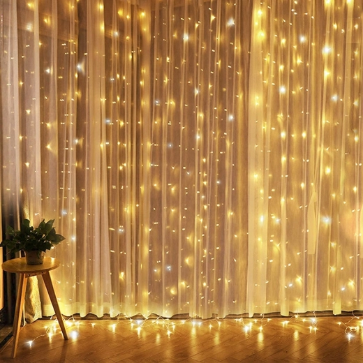 Solight LED karácsonyi ablakfüggöny, ezüst, 300 mini LED időzítővel, 8 funkció, USB