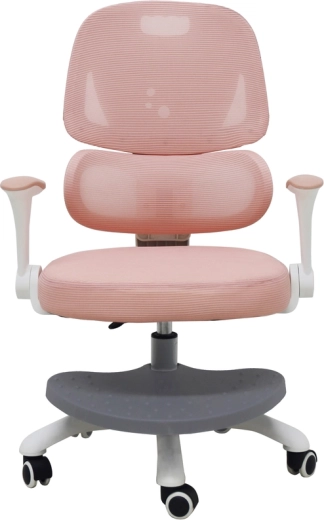 Ergonomikus, forgatható gyermek íróasztalszék lábtartóval, rózsaszín