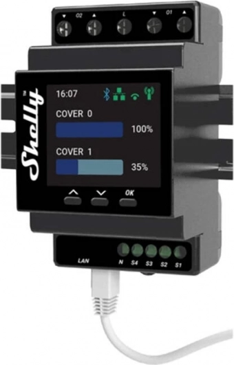 Shelly Pro Okos Redőnyvezérlő WiFi-vel és Teljesítményméréssel