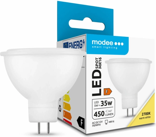 LED izzó Modee Lighting GU5.3 MR16 5 W meleg fehér 2700 K, 450 lm, 100°