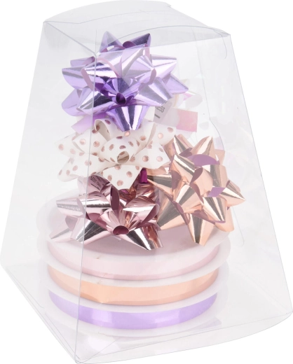 Ajándékkötő szalag és masni – színkeverék, 9 darabos készlet