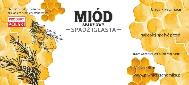 Méhészeti címkék készlete – mézharmat tűlevelűekből 116 × 50 mm, 100 db