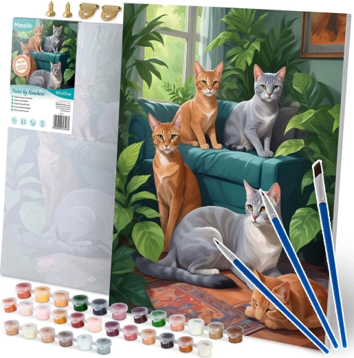 Számozott kifestő 40×50 cm – macskák MASSIDO