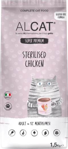 Alcat sterilised chicken granulát kasztrált macskáknak – csirke 1,5 kg
