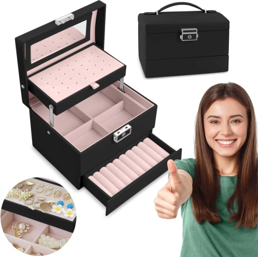 Massido MS-704 ékszerdoboz, fekete