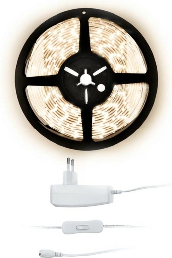 Solight LED szalag 5 m adapterrel 12 V, neutrális fehér 4000 K, IP20
