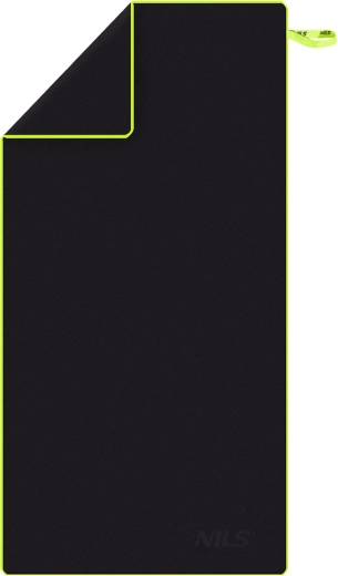 Gyorsan száradó mikroszálas törölköző NILS Camp, fekete/zöld