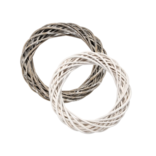 Fűzfavessző koszorú 35 cm – fehér vagy szürke dekoratív alap