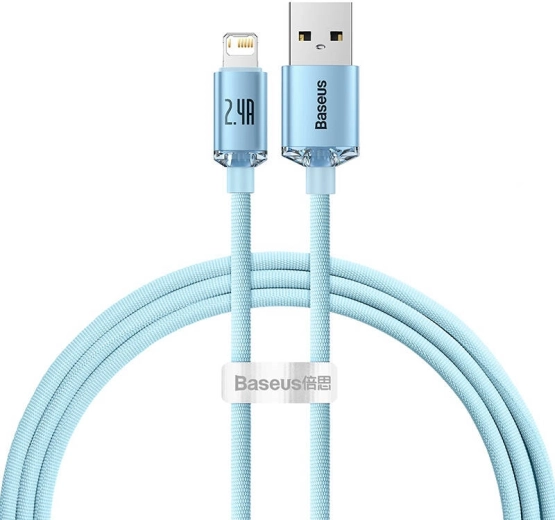 Kabel USB az Apple eszközökhöz Baseus Crystal Shine, 2.4A, 1.2 m kék színben