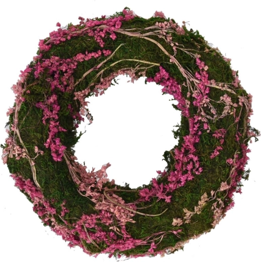 Rózsaszín mohakoszorú 25 cm