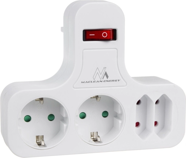 Kapcsolós F típusú (Schuko) elosztó – 4 aljzattal