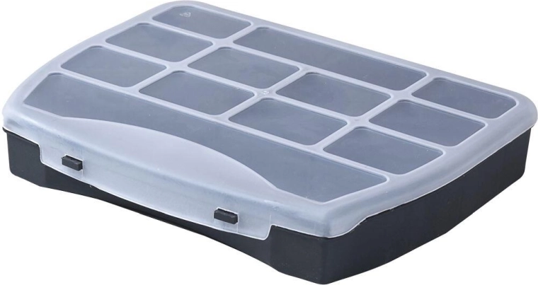 DOMINO rendező 250 × 200 × 44 mm, fekete/átlátszó