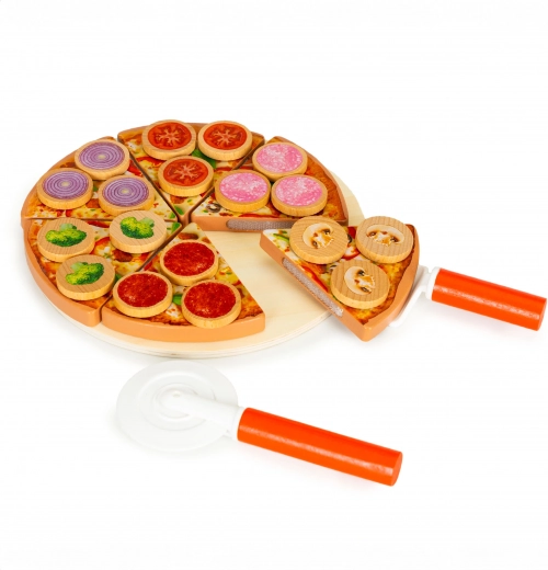 Fa pizza tépőzárral szeleteléshez gyerekeknek, 27 elem
