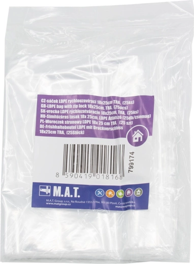 LDPE gyorszáras tasakok 18 × 25 cm, átlátszó (25 db)