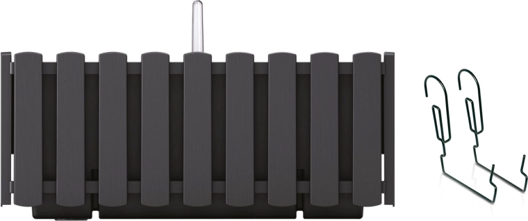 38 cm-es antracitszürke függesztett balkonláda fém tartóval