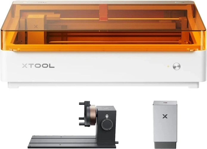 xTool M2 Deluxe 10 W lézergravírozó és -vágó CMYK modullal és RA3 Lite forgató készlettel
