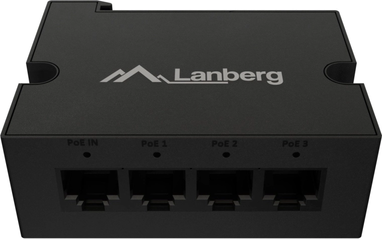 Lanberg PoE extender switch DIN sínre 1× PoE IN / 3× PoE OUT