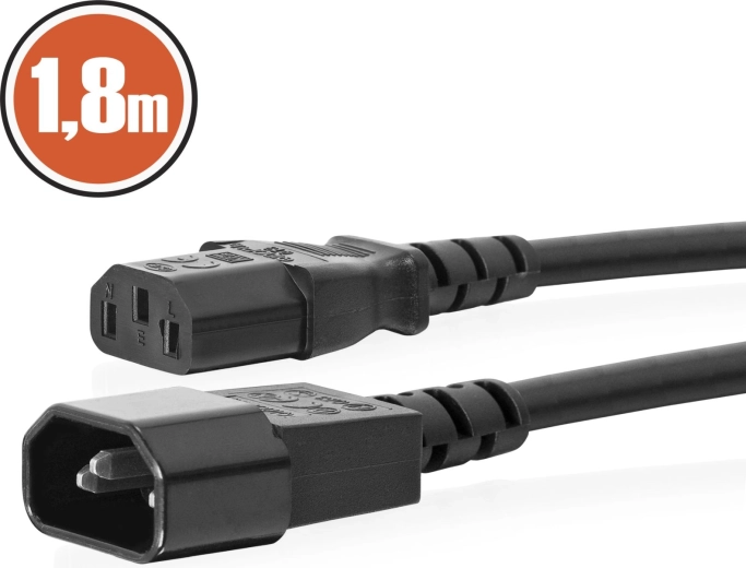IEC C13–IEC C14 hálózati tápkábel, 1,8 m