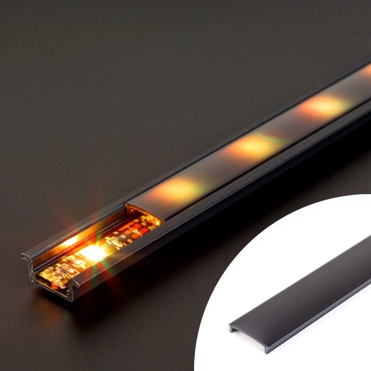 Fekete fedőpanel LED-profilhoz, 1000 mm