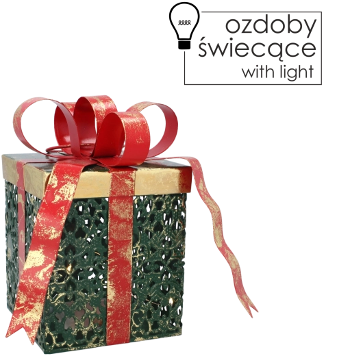 Fém karácsonyi dekoráció ajándék LED világítással