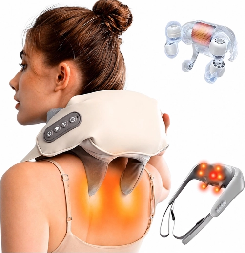 Shiatsu masszázsgallér nyakra, nyak/ vállrészre és hátra, fűtéssel – 1 db
