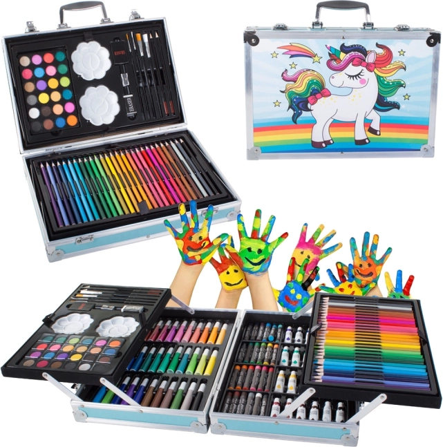 Kreatív szett bőröndben 145 db kék