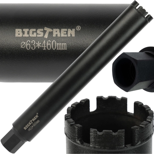 Bigstren gyémánt koronafúró 63 × 450 mm 1 1/4 UNC betonhoz és kőhöz