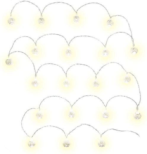 Retlux karácsonyi fényfüzér ezüst gömbökkel, 20 LED