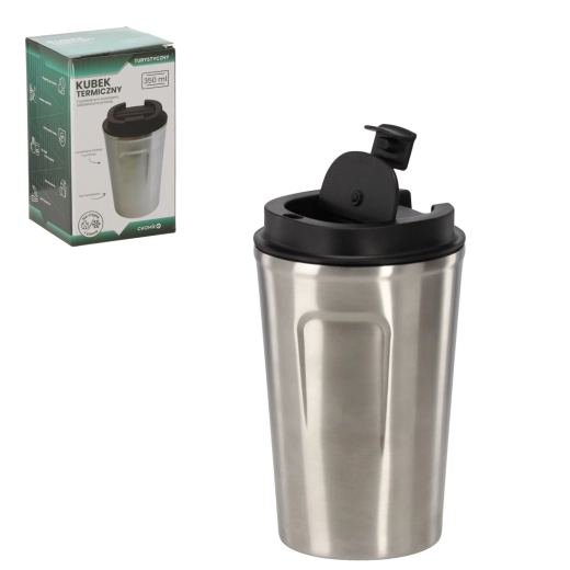 350 ml-es rozsdamentes acél termoszbögre csavaros tetővel