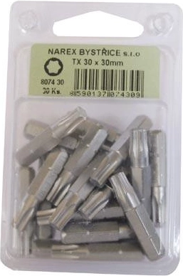 Torx T30 bitfej, 30 mm, krómozott, 30 darabos készlet