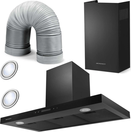 Fali kéményes páraelszívó 90 cm fekete Berdsen