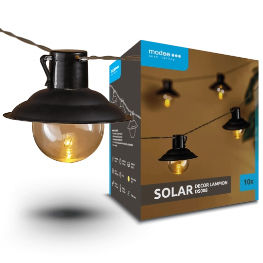 Modee kerti napelemes LED lampionfüzér 4,7 m, 10 db