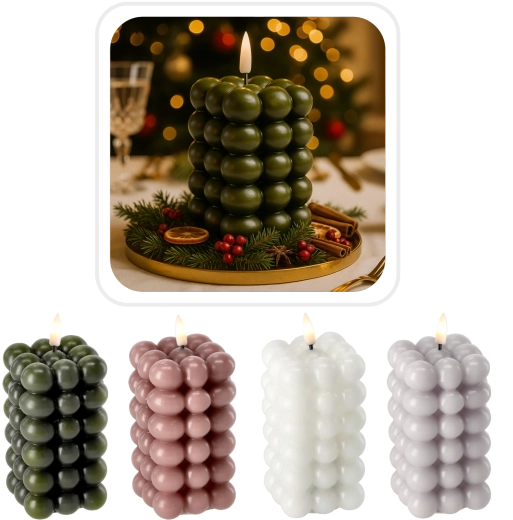 LED gyertya Bubble 6 × 11,5 cm valódi viaszból