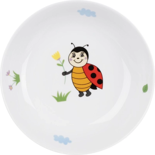 Gyerek mély, adagoló (rekeszes) tányér Katicabogár 19 cm