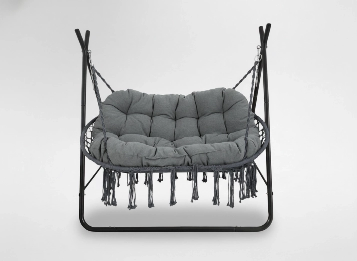 Kétszemélyes függő hintaszék Poly – antracitszínű váz és párna