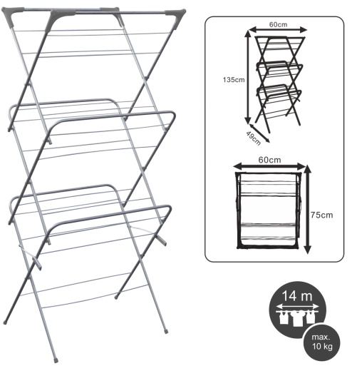Camilla háromszintes, összecsukható ruhaszárító