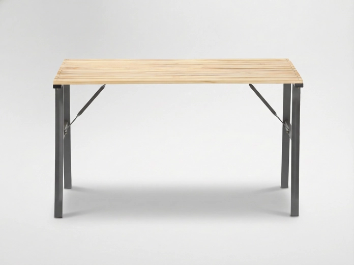 Kerti asztal fa és acél 120 × 60 × 71 cm