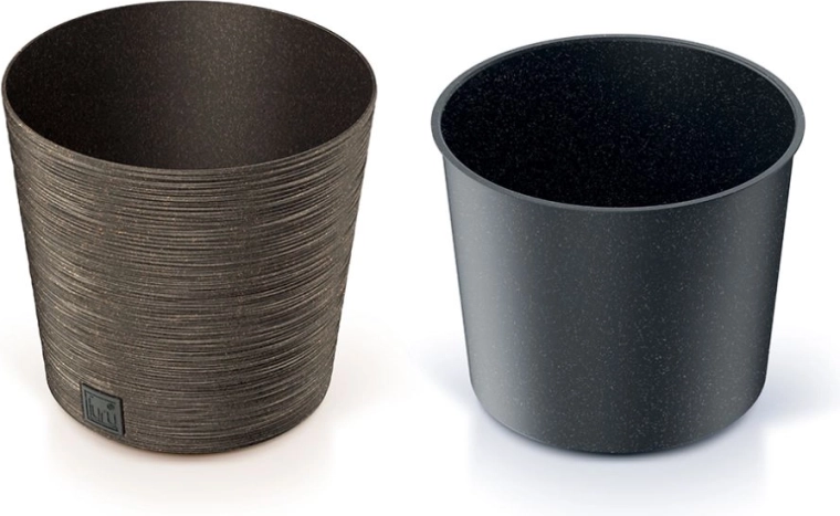 Furu Round Low Eco Wood virágtartó 30 cm – kávé