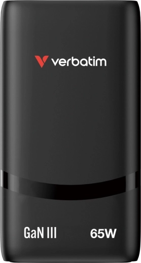 Verbatim Fold 'n' Go GaN töltő 65 W, 2× USB‑C (PD 3.0, PPS), fekete