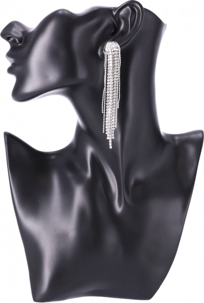 Hosszú fülbevaló kristályokkal - ezüst