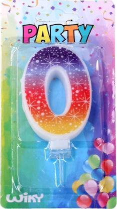 Parti gyertya 0 számmal és csillagokkal