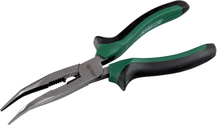 Hosszú, hajlított pofájú fogó 160 mm Stalco