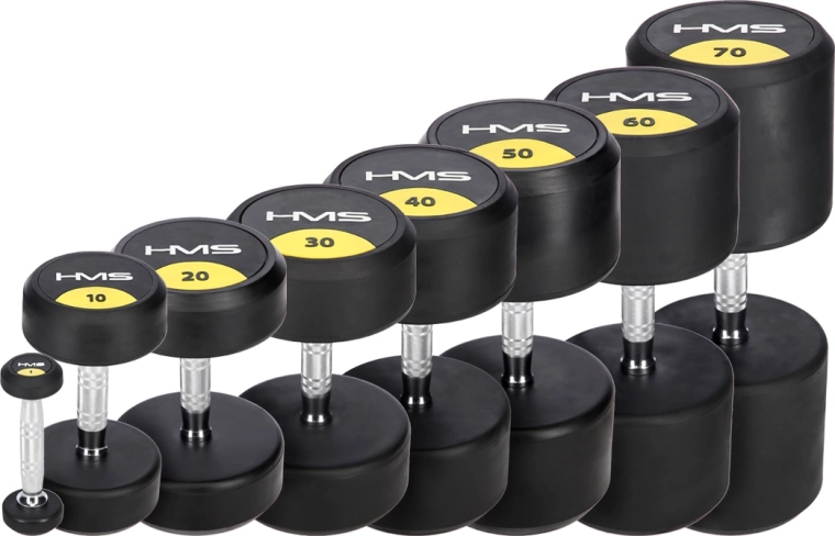Gumírozott egykezes súlyzó HMS HG Pro 10 kg