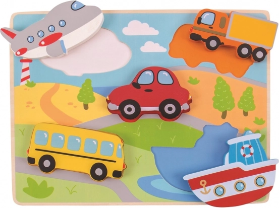 BIGJIGS TOYS fa bedugós puzzle – közlekedési eszközök