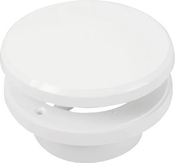 Tányérszelepes szellőző szelep szabályozással, 100 mm átmérő, fehér műanyag