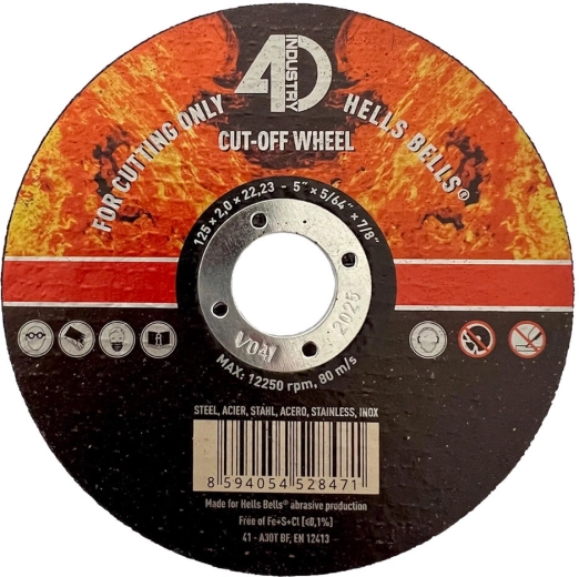 Vágókorong acélhoz és rozsdamentes acélhoz 125 × 2,0 × 22,2 mm