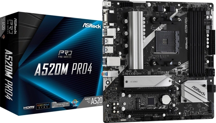 ASROCK A520M PRO4 alaplap (AM4, microATX)