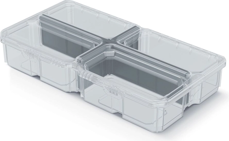 Átlátszó fedelű műanyag rendező MSX BOX, 28,5 × 15,8 × 5,7 cm