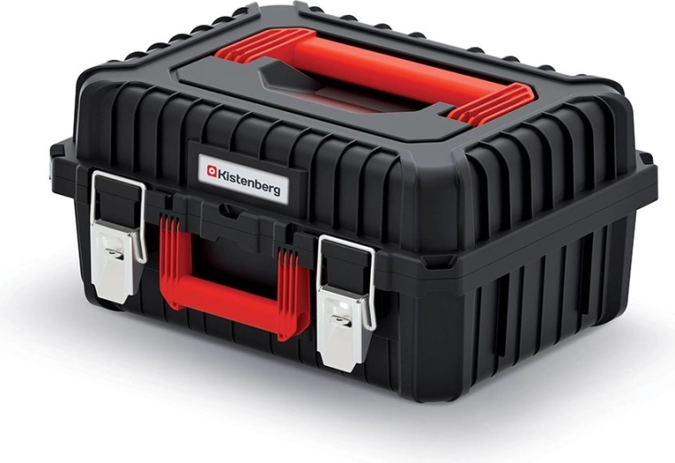 Masszív szerszámoskoffer fémzárakkal, 445 × 360 × 216 mm, fekete