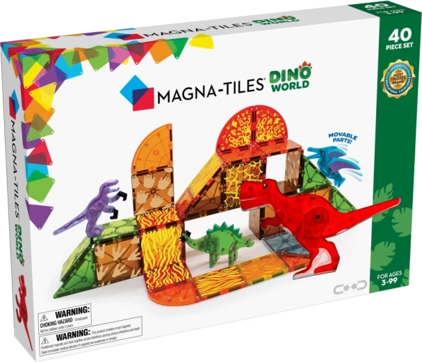 Magna-Tiles mágneses építőjáték dinoszauruszokkal – 40 darab